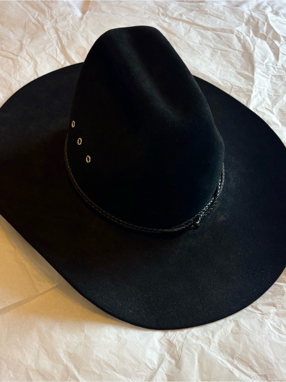 Vintage 90s Stetson 4X Beaver Black Cowboy Hat Size 6 7/8 55 cm